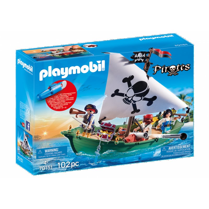 pelleten cyklus fup Playmobil Pirater Piratskib med undervandsmotor 70151 - Bedste pris |  Heaven4kids.dk